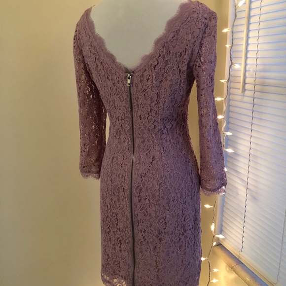Adrianna Papell Lilac Sheath Lace Dress - Picture 7 of 8
